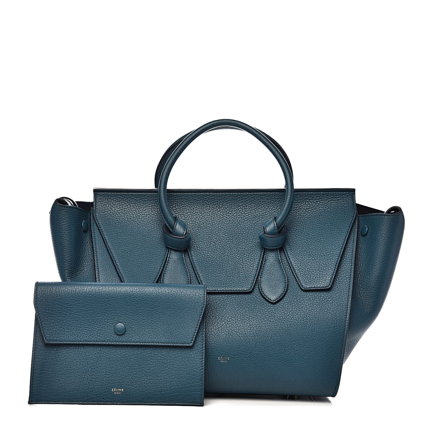 Crisped Calfskin Small Tie Knot Tote Metallic Blue