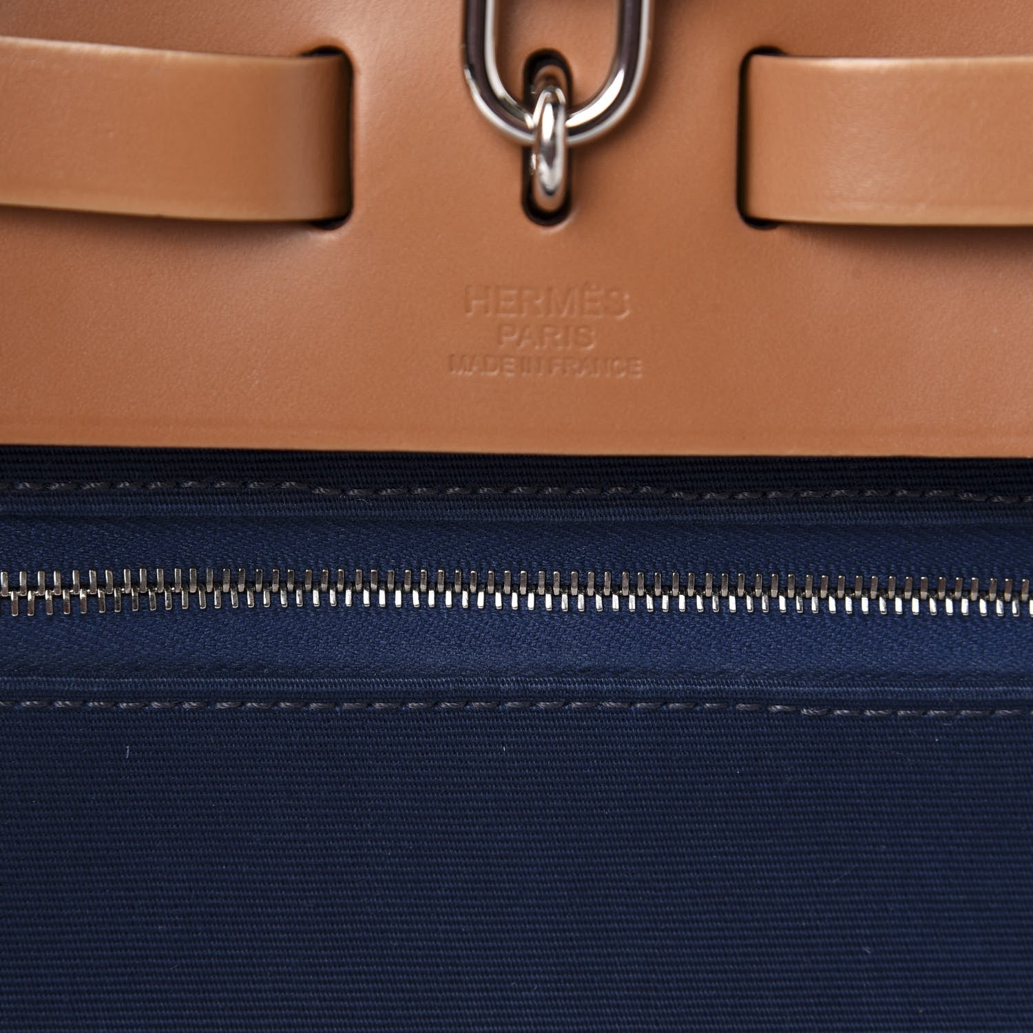 Hermes Vache Hunter Toile Herbag Zip 31 PM Bleu De Malte Natural 11 of 12