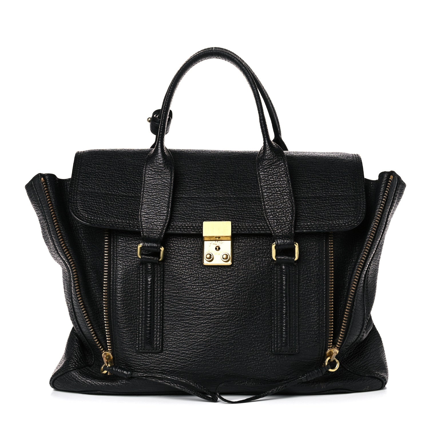 3.1 Phillip Lim Textured Calfskin Large Pashli Satchel Black 3 of 24