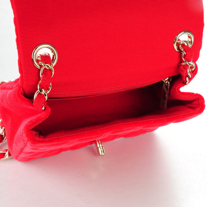 Chanel Velvet Quilted Mini Square Flap Red 5 of 7