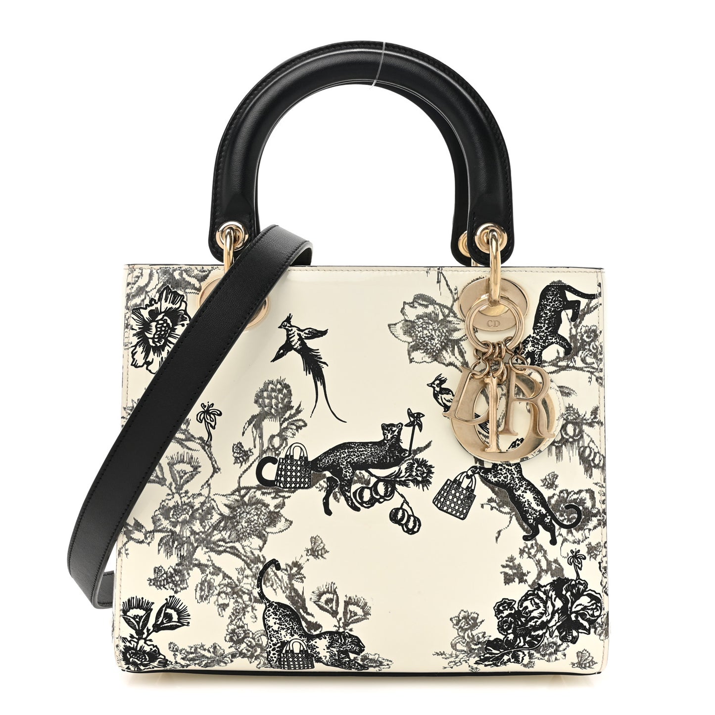 Patent Toile de Jouy Medium Lady Dior
