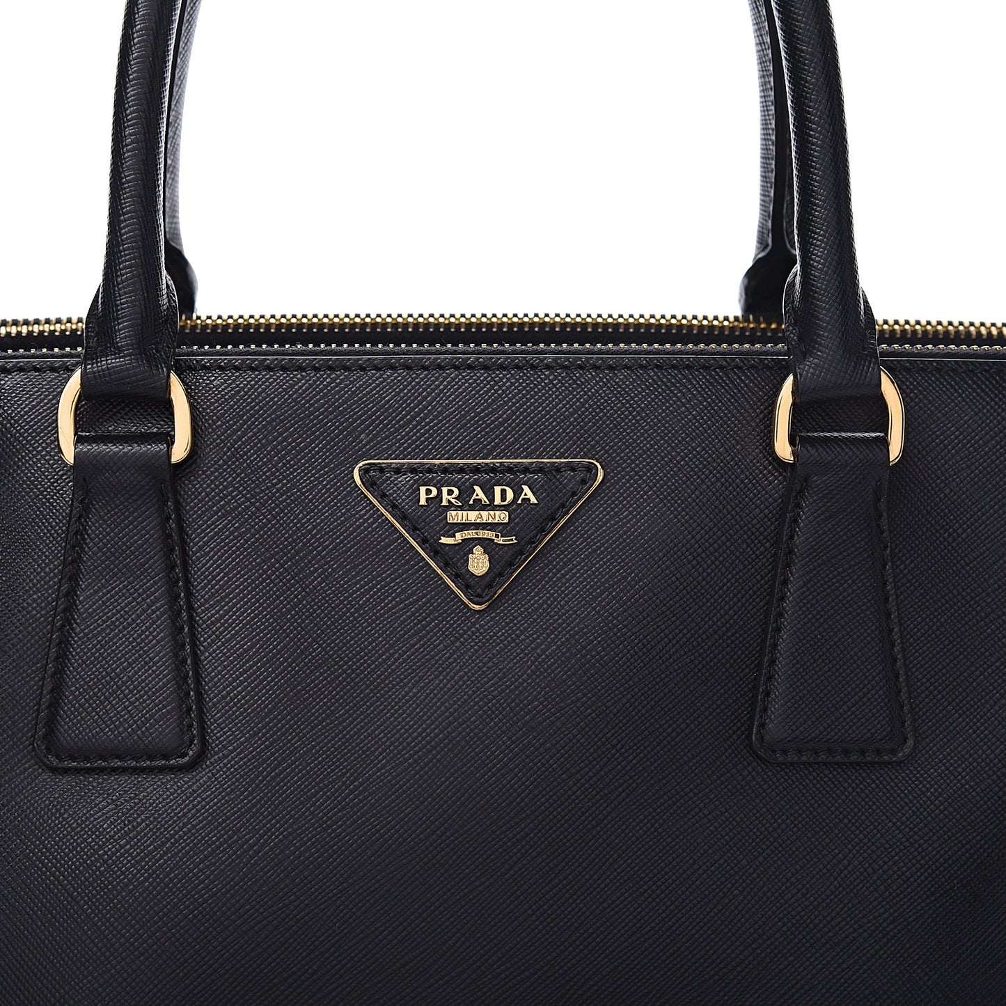 Saffiano Medium Galleria Double Zip Tote Black