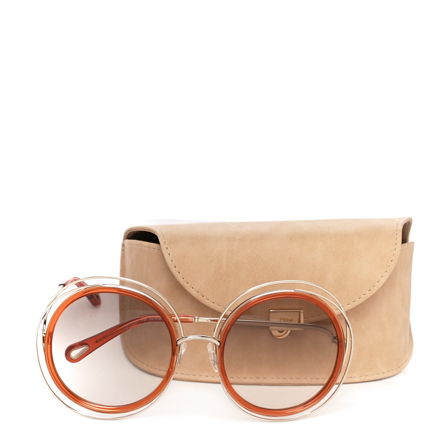 Chloe Oversized Round Carlina Sunglasses CE120S Orange 7 of 7