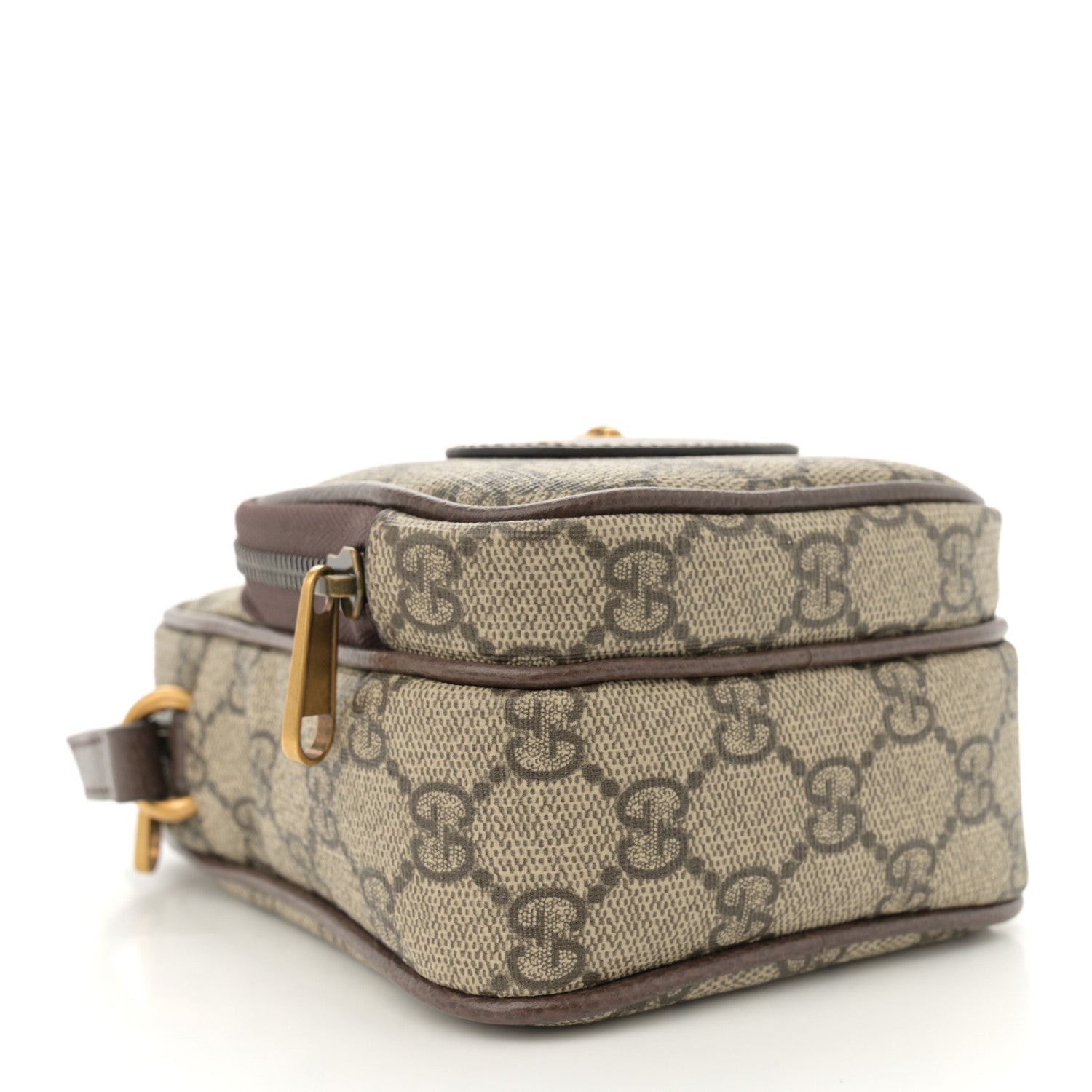 Gucci GG Supreme Monogram Mini Neo Vintage Double Zip Messenger Bag Beige New Acero Crop 4 of 10