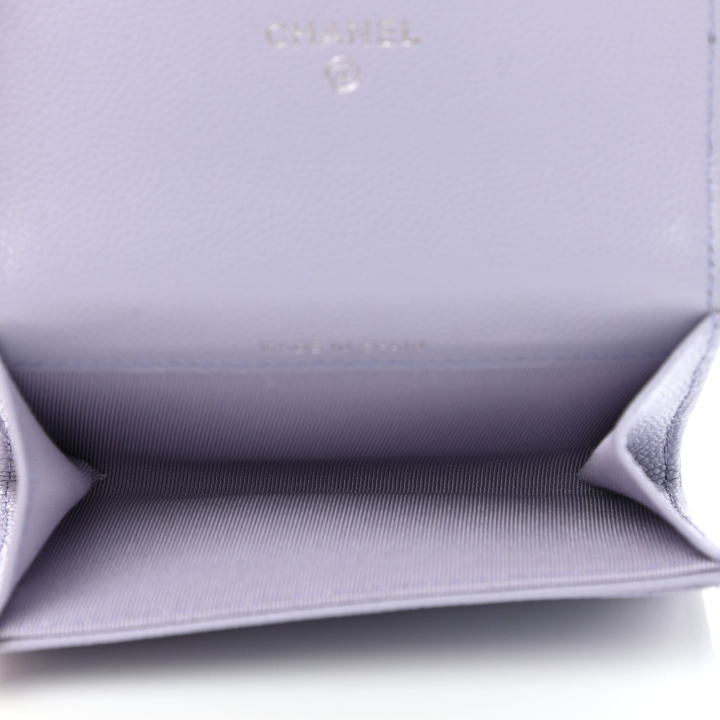 Caviar Quilted Flap Card Holder Wallet Light Purple