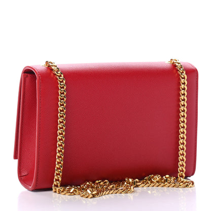 Saint Laurent Grain De Poudre Small Classic Monogram Kate Tassel Satchel Red 2 of 4