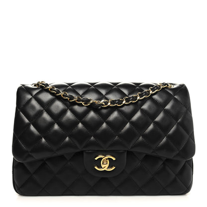 Chanel Lambskin Quilted Jumbo Double Flap Black 1 of 10
