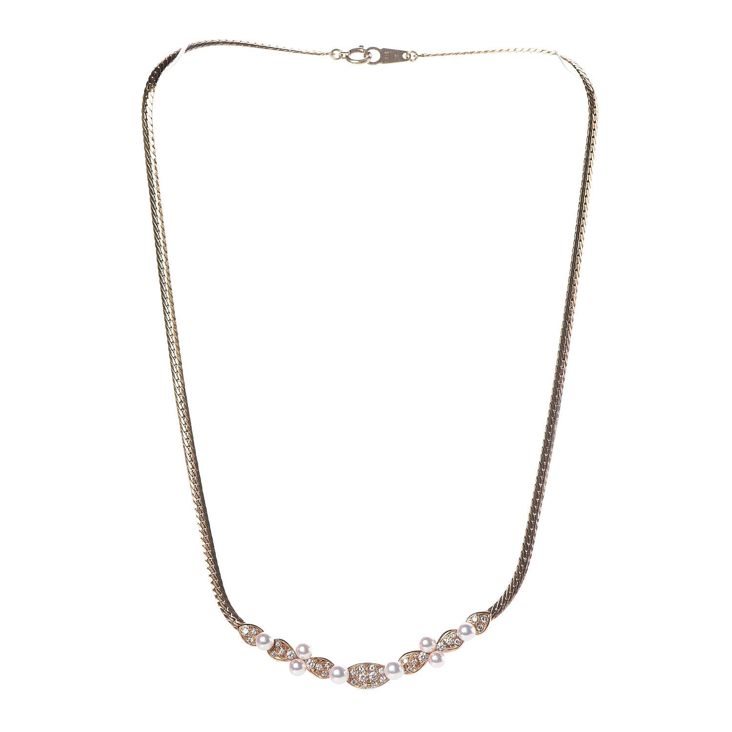 Mikimoto 18K Yellow Gold Diamond Akoya Pearl 3.5-4mm Pendant Necklace 3 of 5