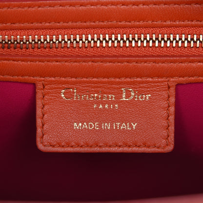 Christian Dior Lambskin Cannage Large Bi-Color Lady Dior Orange Fuchsia 11 of 17