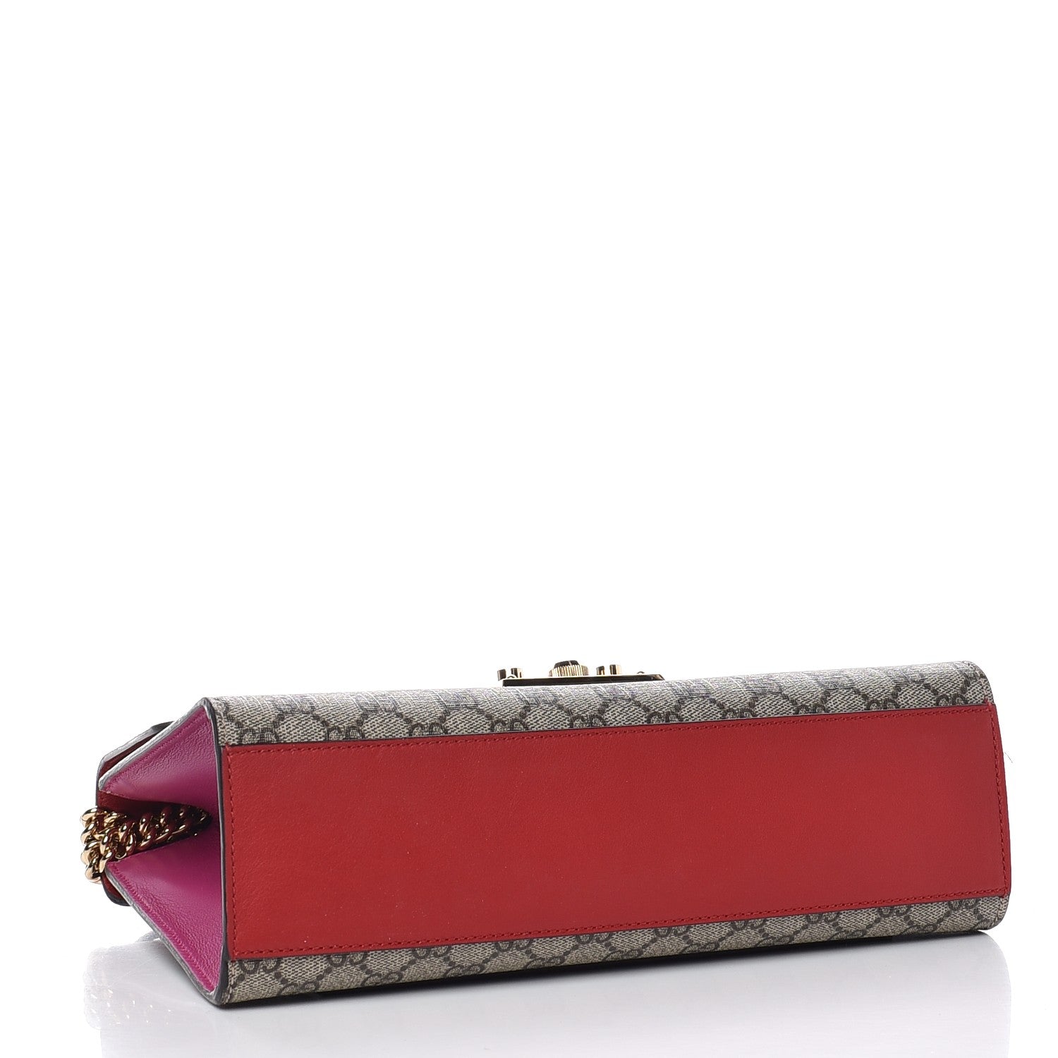 Gucci GG Supreme Monogram Calfskin Medium Padlock Shoulder Bag Beige Hibiscus Red New Rosette 5 of 10