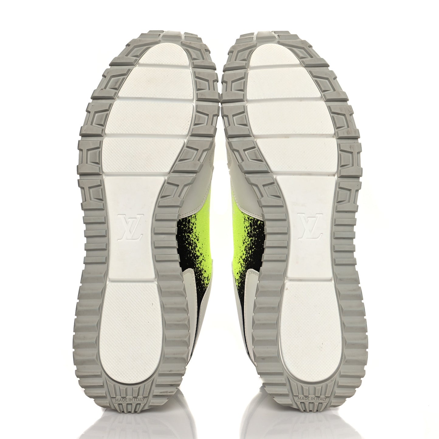 Calfskin Mens Run Away Sneakers 8.5 White Yellow Gradient
