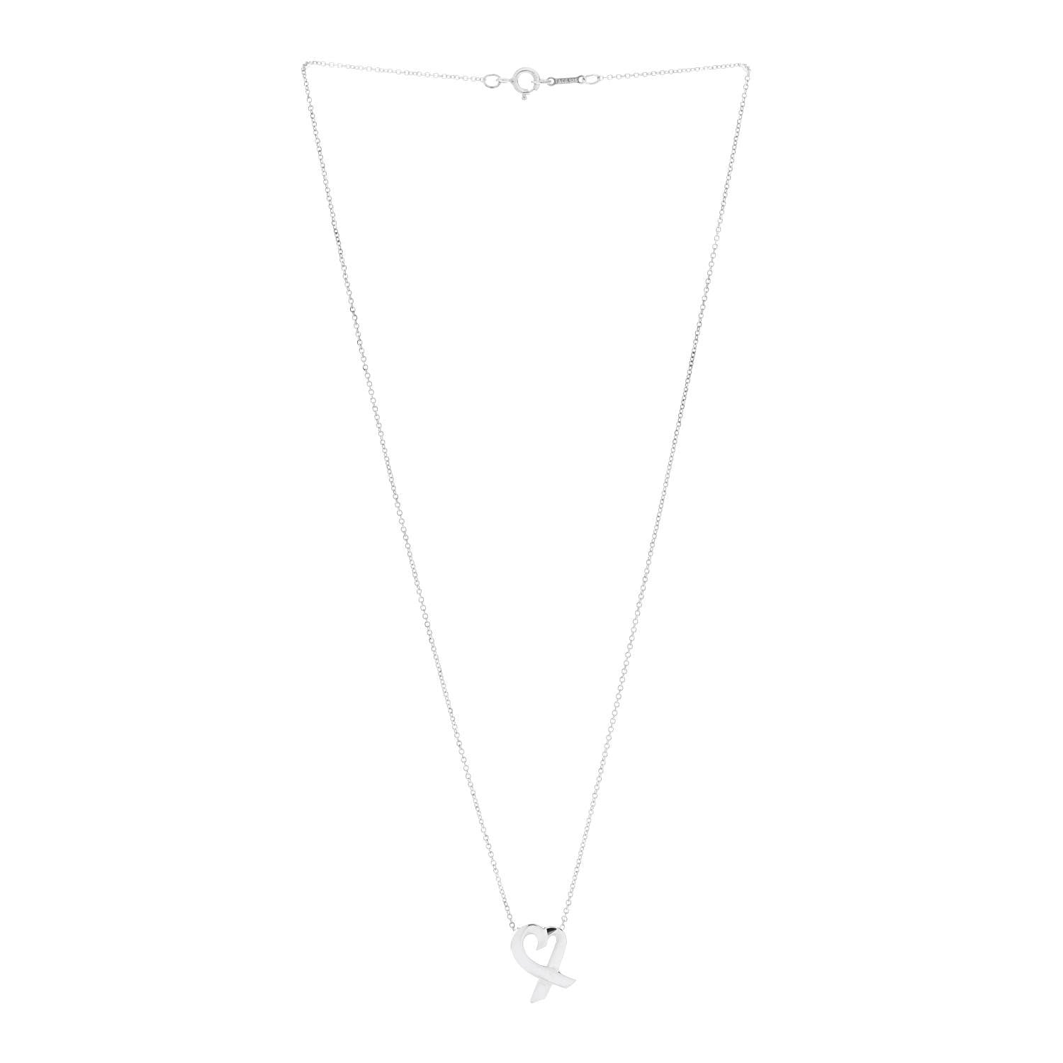 Tiffany Sterling Silver Paloma Picasso Loving Heart Pendant Necklace 3 of 5