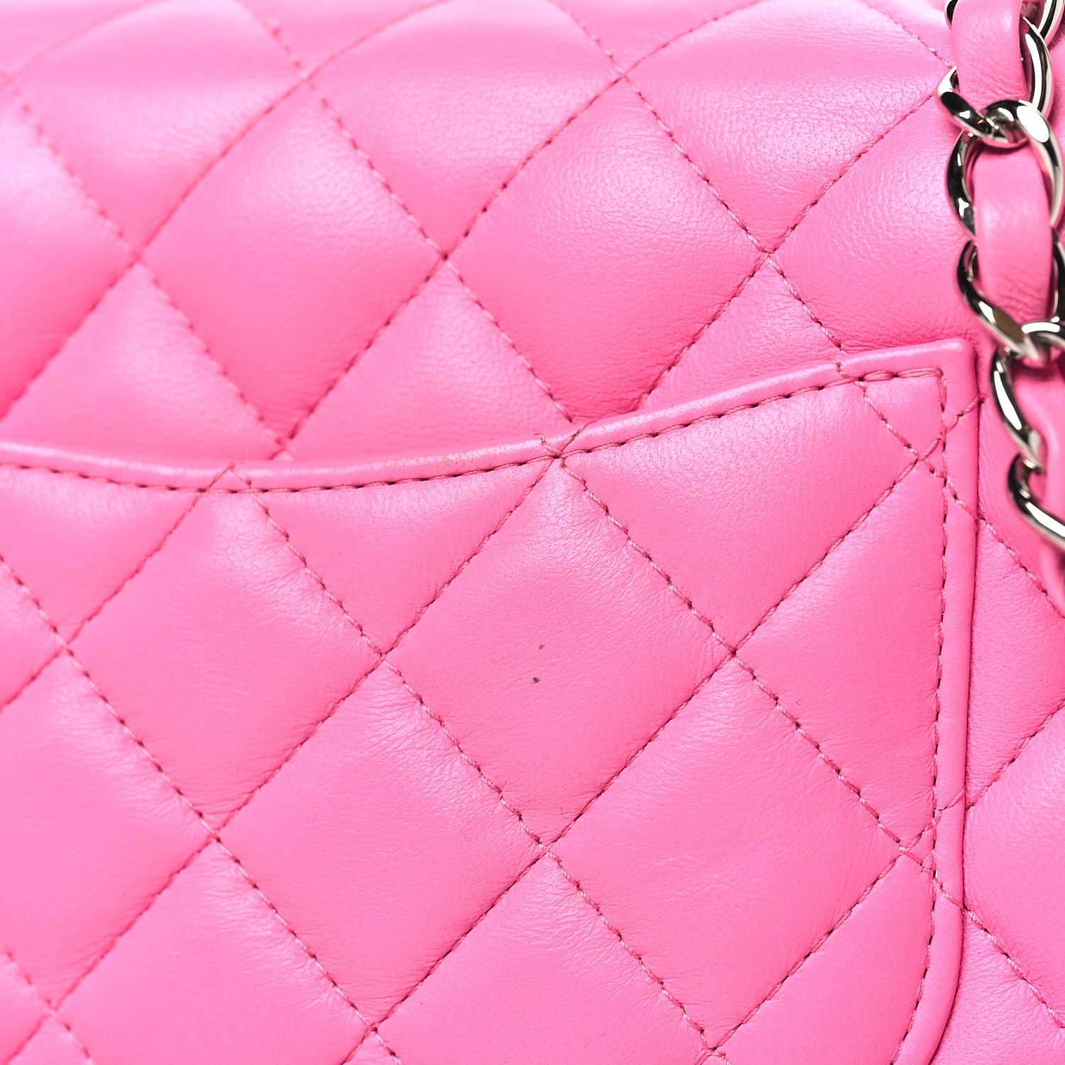 Chanel Lambskin Quilted Mini Rectangular Flap Neon Pink 12 of 13