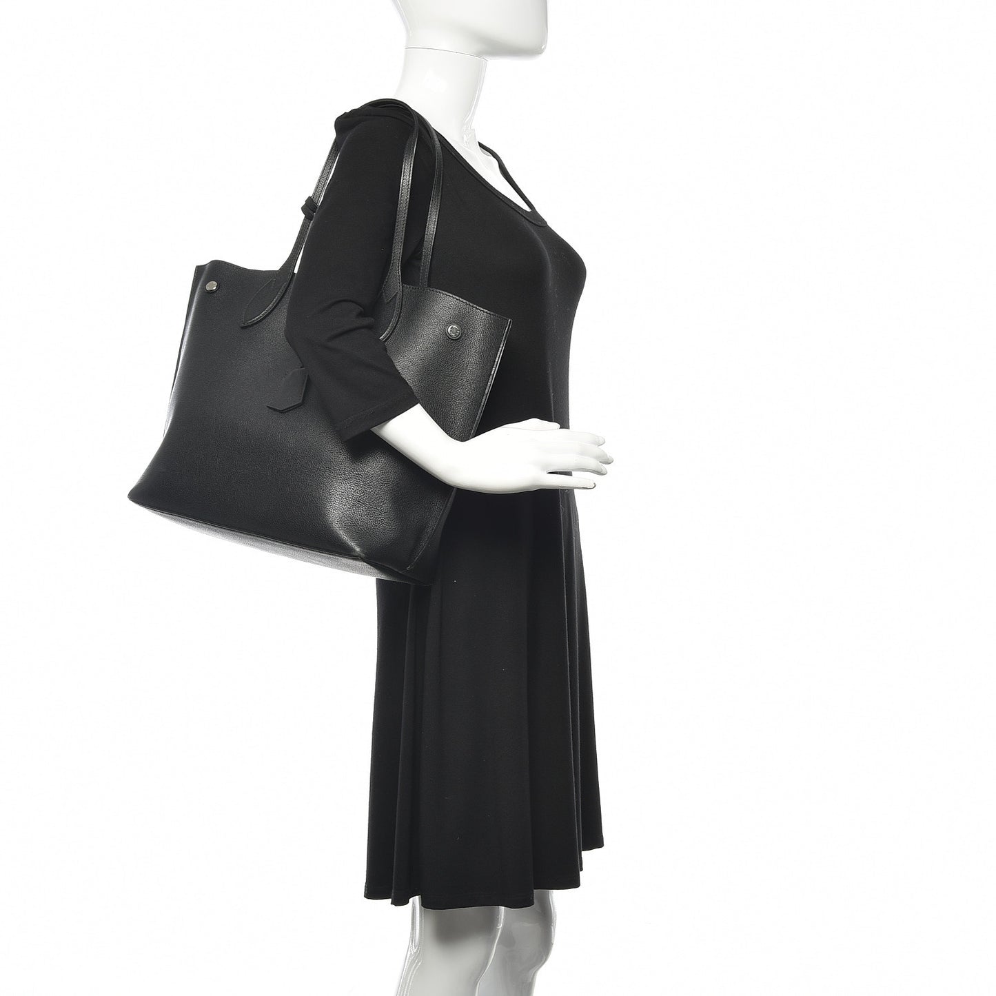 Calfskin Lockme Go Tote Black
