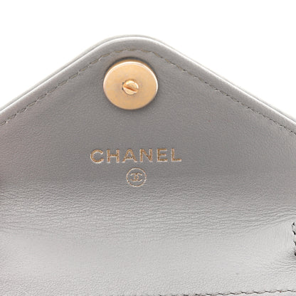 Chanel Calfskin Elaphe Double Chevron Card Case On Chain Grey 6 of 11