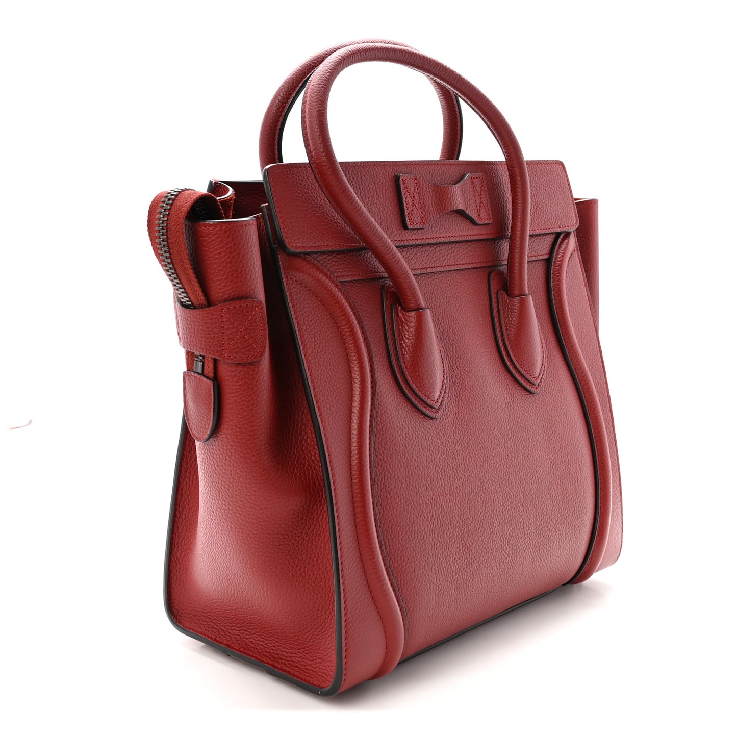 Drummed Calfskin Micro Luggage Merlot