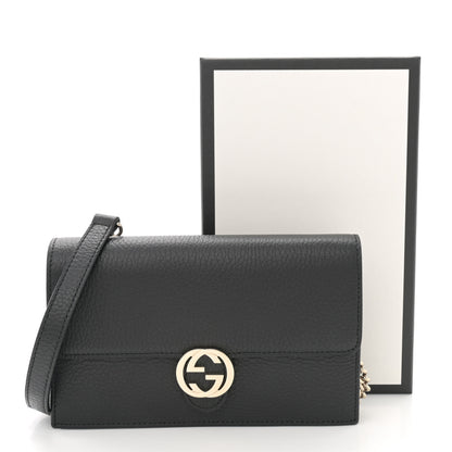 Gucci Dollar Calfskin Interlocking G Chain Wallet Black 9 of 11