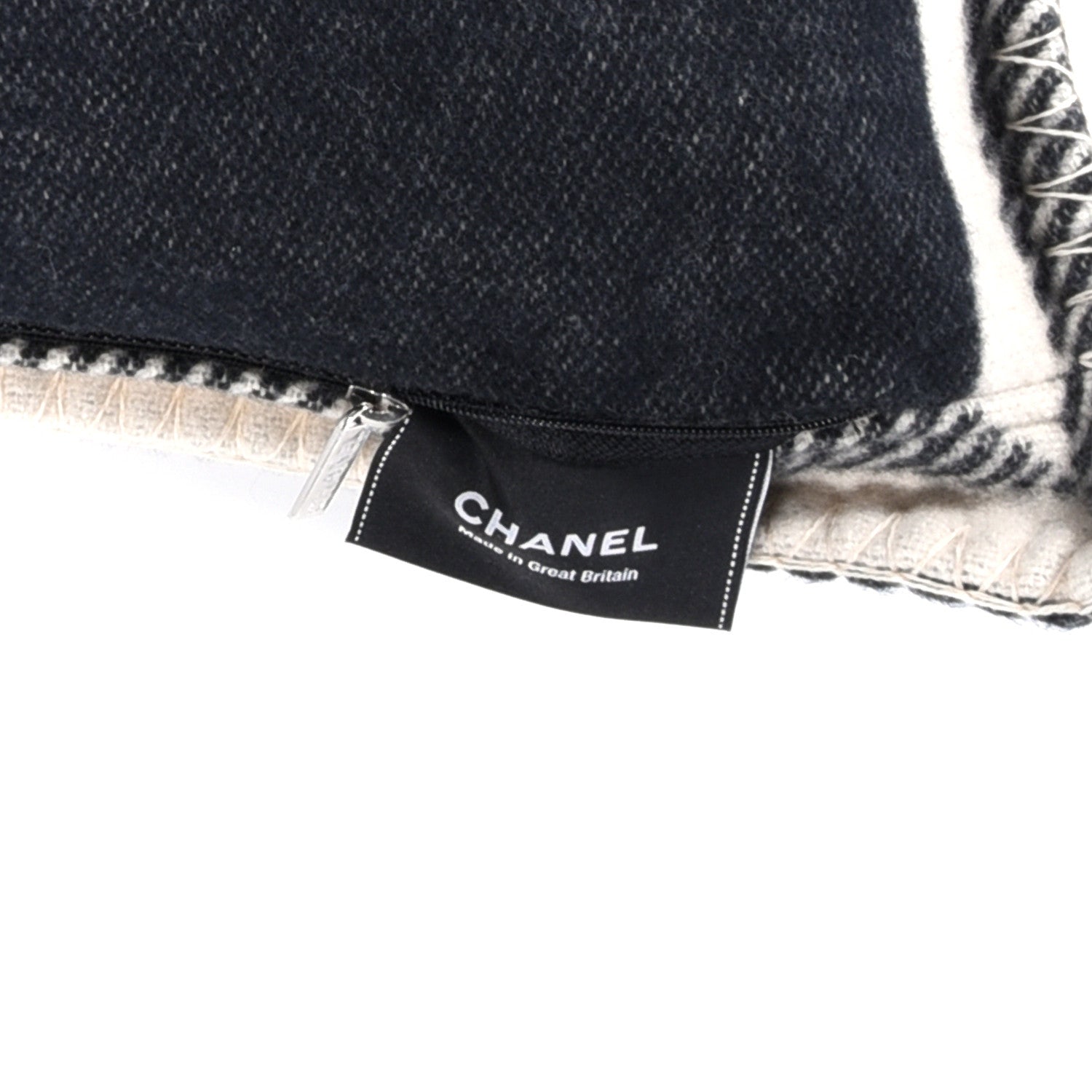 Chanel Merino Wool Cashmere CC Pillow Black White 3 of 3