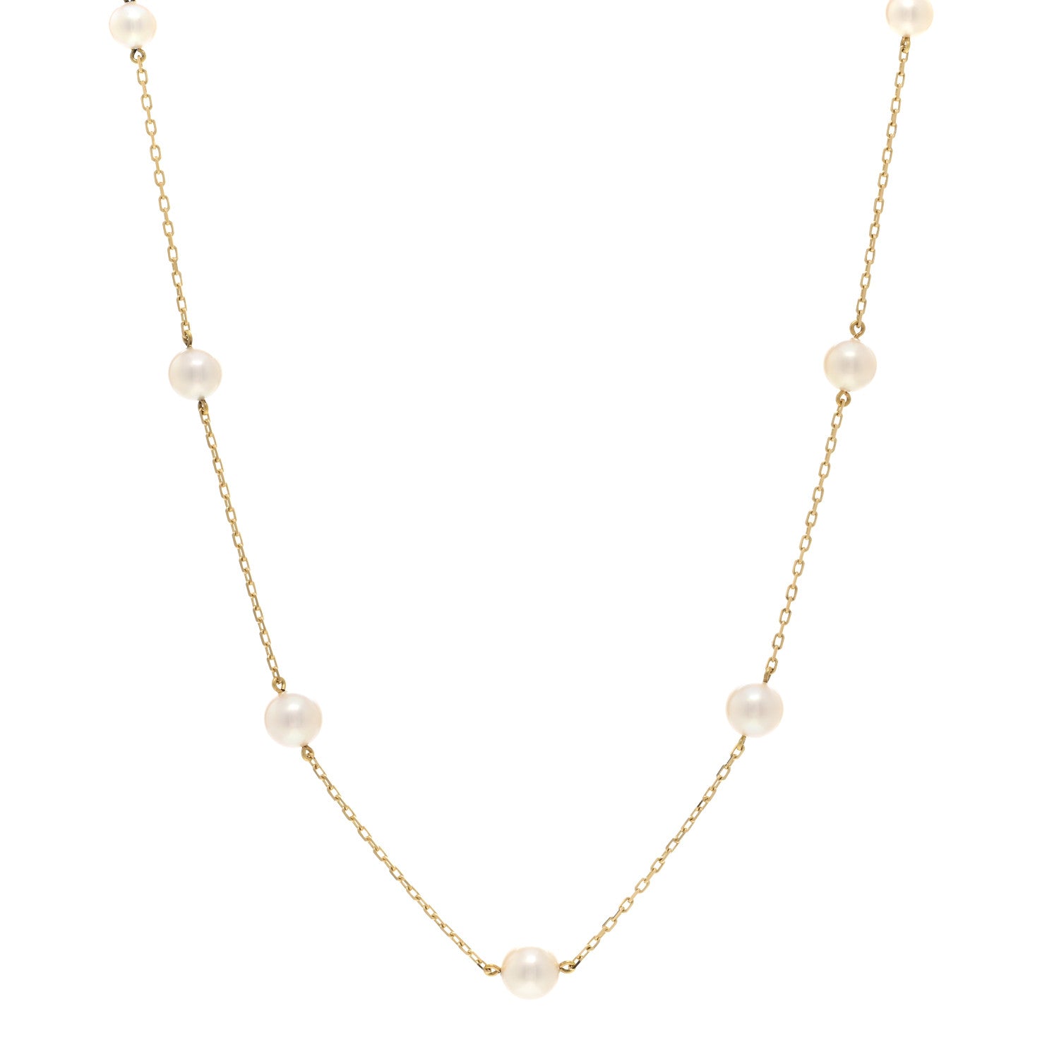Mikimoto 18K Yellow Gold Akoya Pearl 4.5-6mm Station Necklace 1 of 4