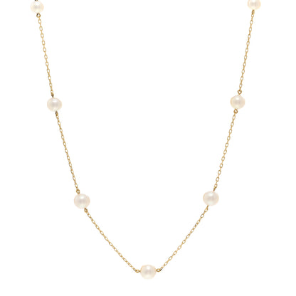 Mikimoto 18K Yellow Gold Akoya Pearl 4.5-6mm Station Necklace 1 of 4