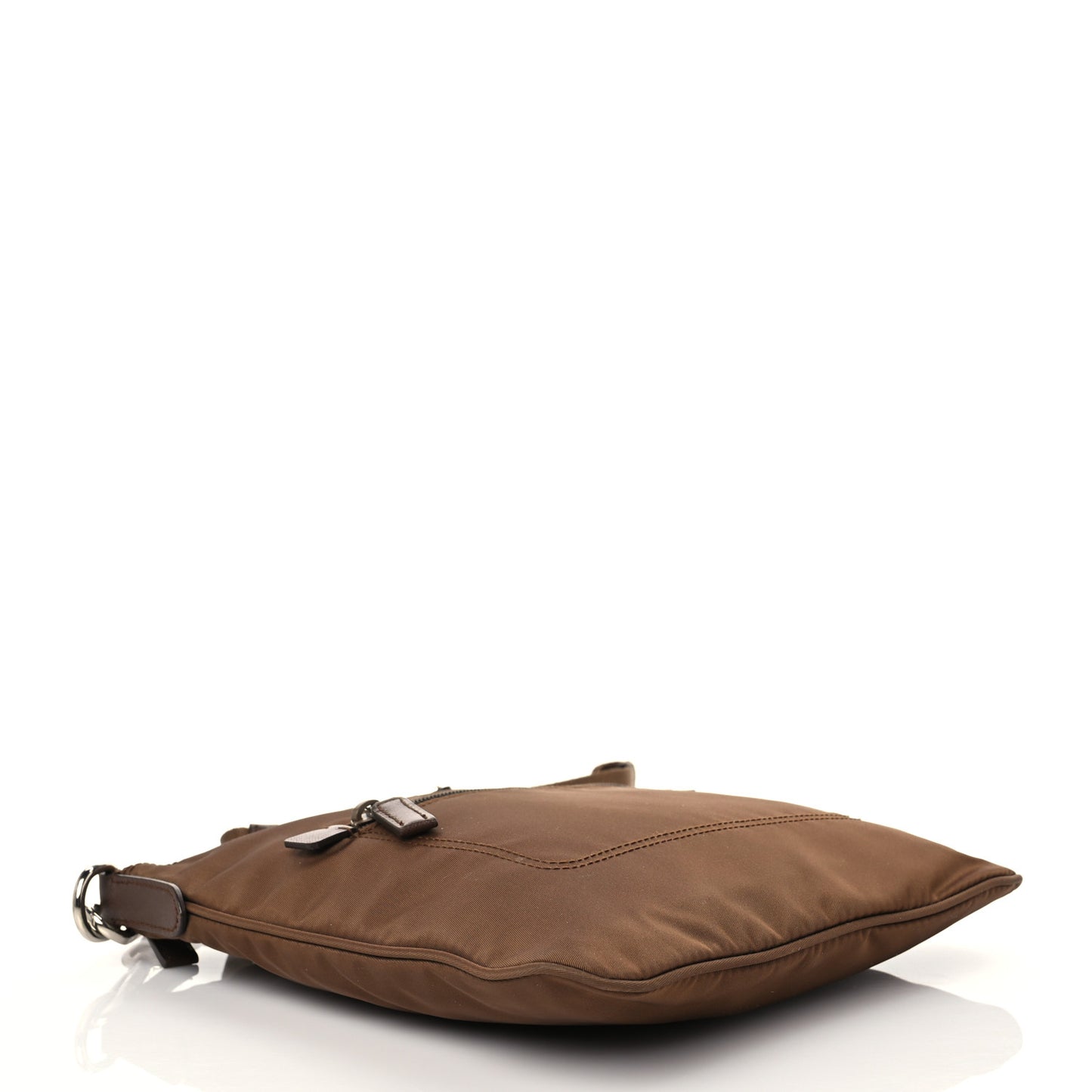 Tessuto Nylon Saffiano Flat Messenger Bag Brown