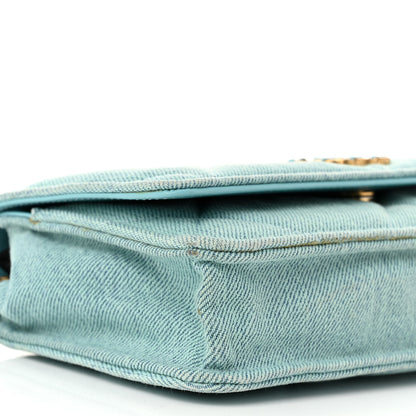 Chanel Denim Quilted Chanel 19 Wallet On Chain WOC Neon Blue 10 of 12