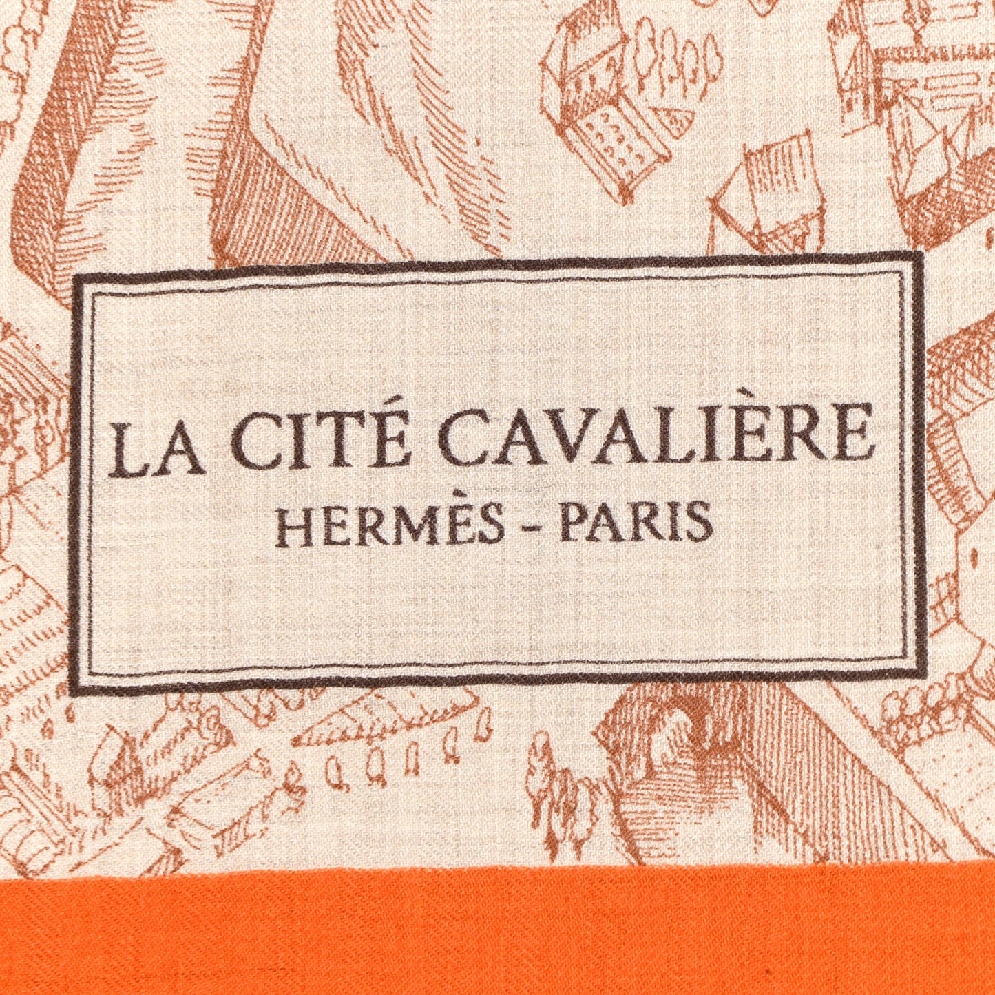 Cashmere Silk La Cite Cavaliere Shawl 140 Orange Naturel Brun