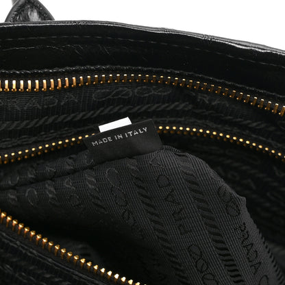 Prada Glossy Calfskin Triangle Large Bonnie Shoulder Bag Black 7 of 10