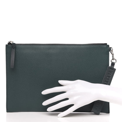 Burberry Grainy Calfskin Edin Zip Pouch Dark Cyan 2 of 9