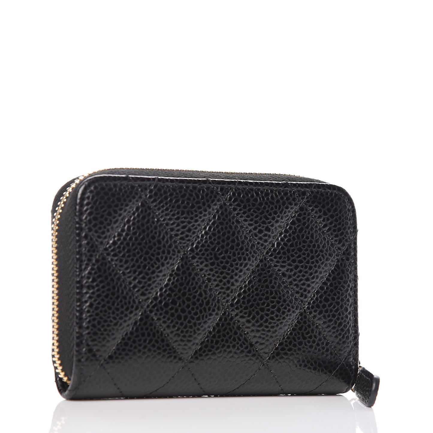 Caviar Quilted Zip Coin Purse Black