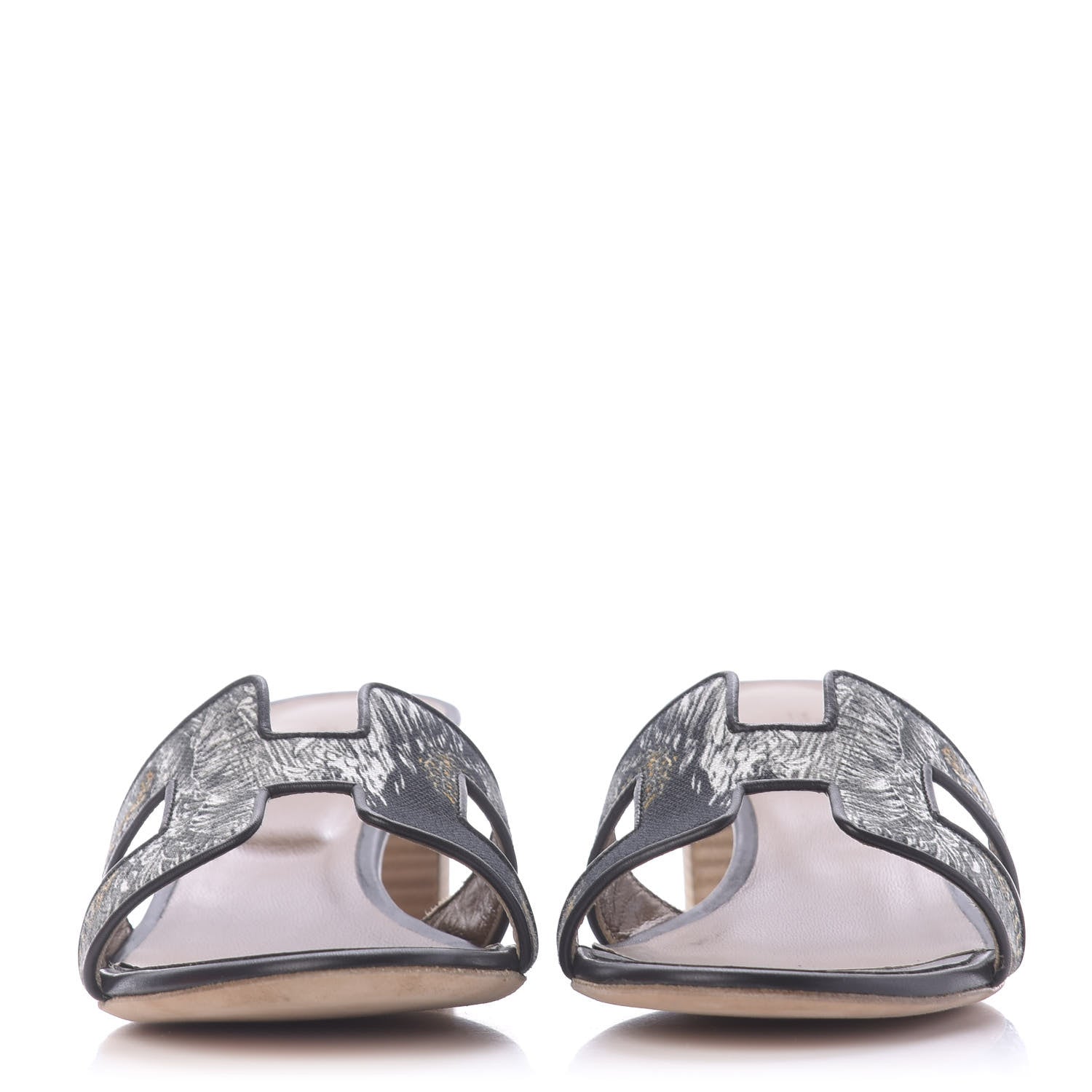 Hermes Canvas Tatoo Print Oasis Equator Sandals 40.5 Black 2 of 10