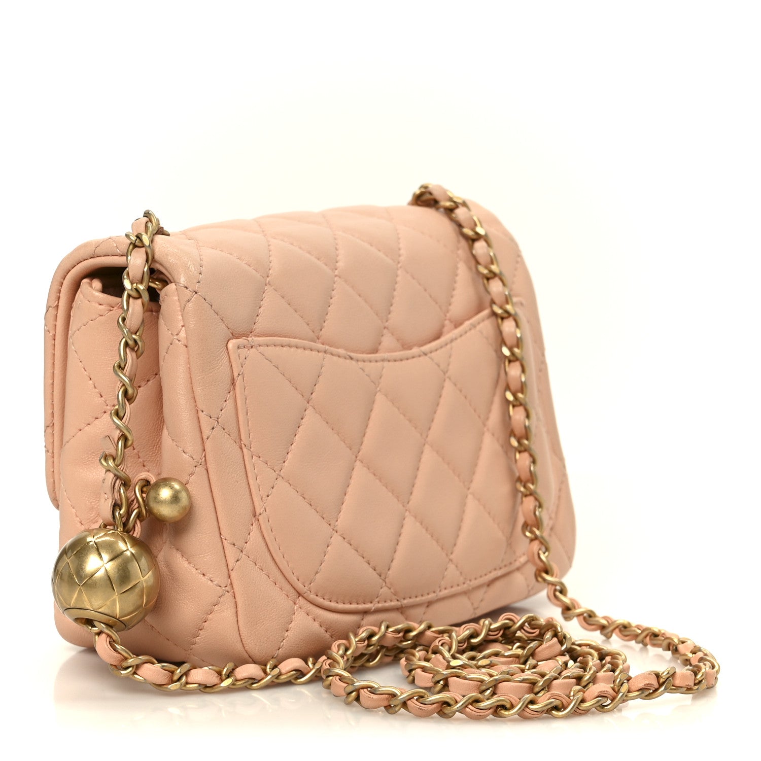 Chanel Lambskin Quilted Mini Pearl Crush Flap Light Orange 1840165