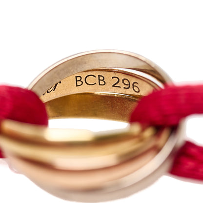 Cartier 18K Pink Yellow White Gold Trinity Cord Bracelet Red 5 of 7
