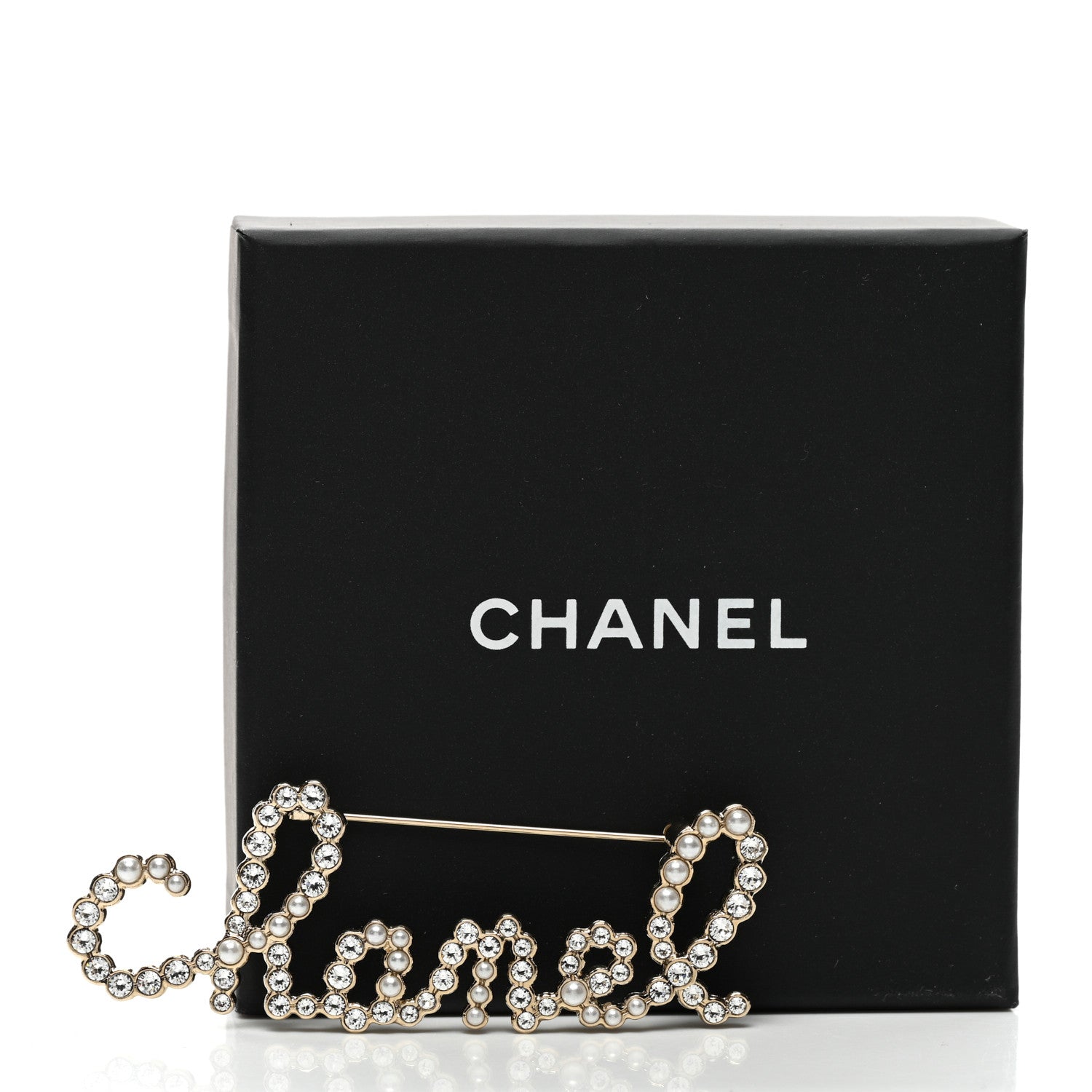 Chanel Metal Glass Swirling Pearls Brooch Pin Gold 5 of 5