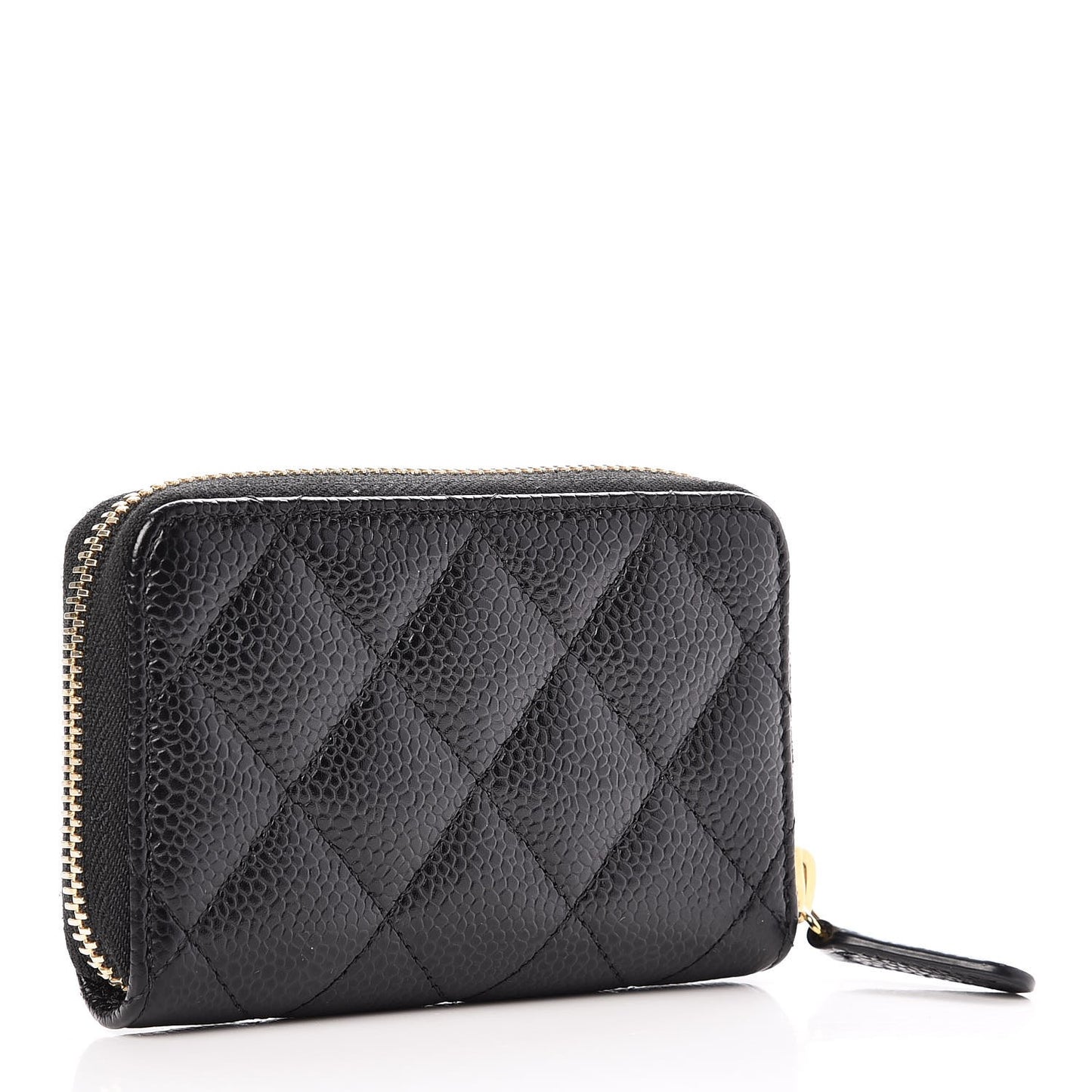 Caviar Quilted Zip Coin Purse Black