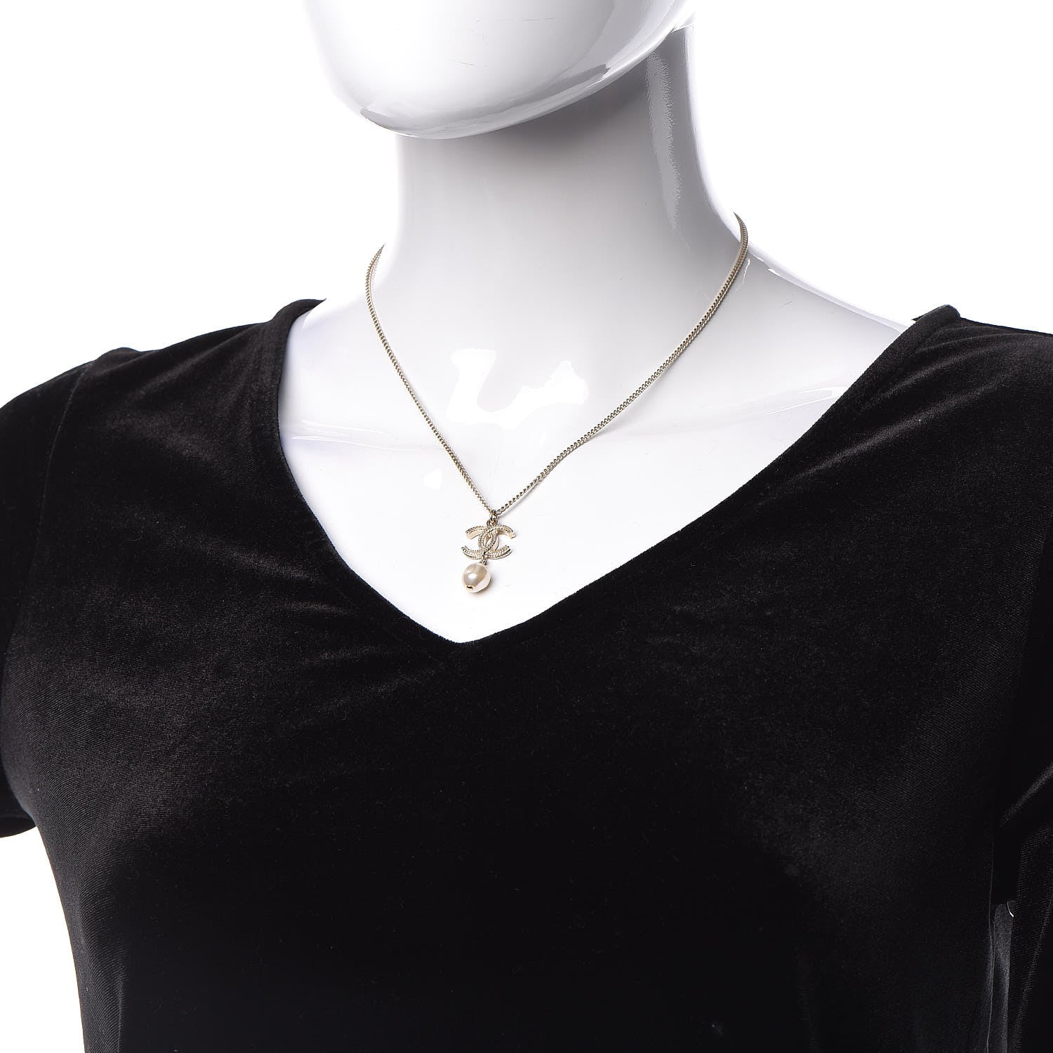 Chanel Pearl CC Drop Necklace Gold 2 of 4