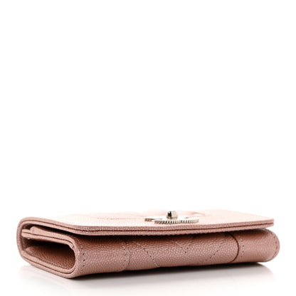 Chanel Metallic Caviar Chevron Quilted Vintage Mademoiselle Flap Card Holder Pink 4 of 8
