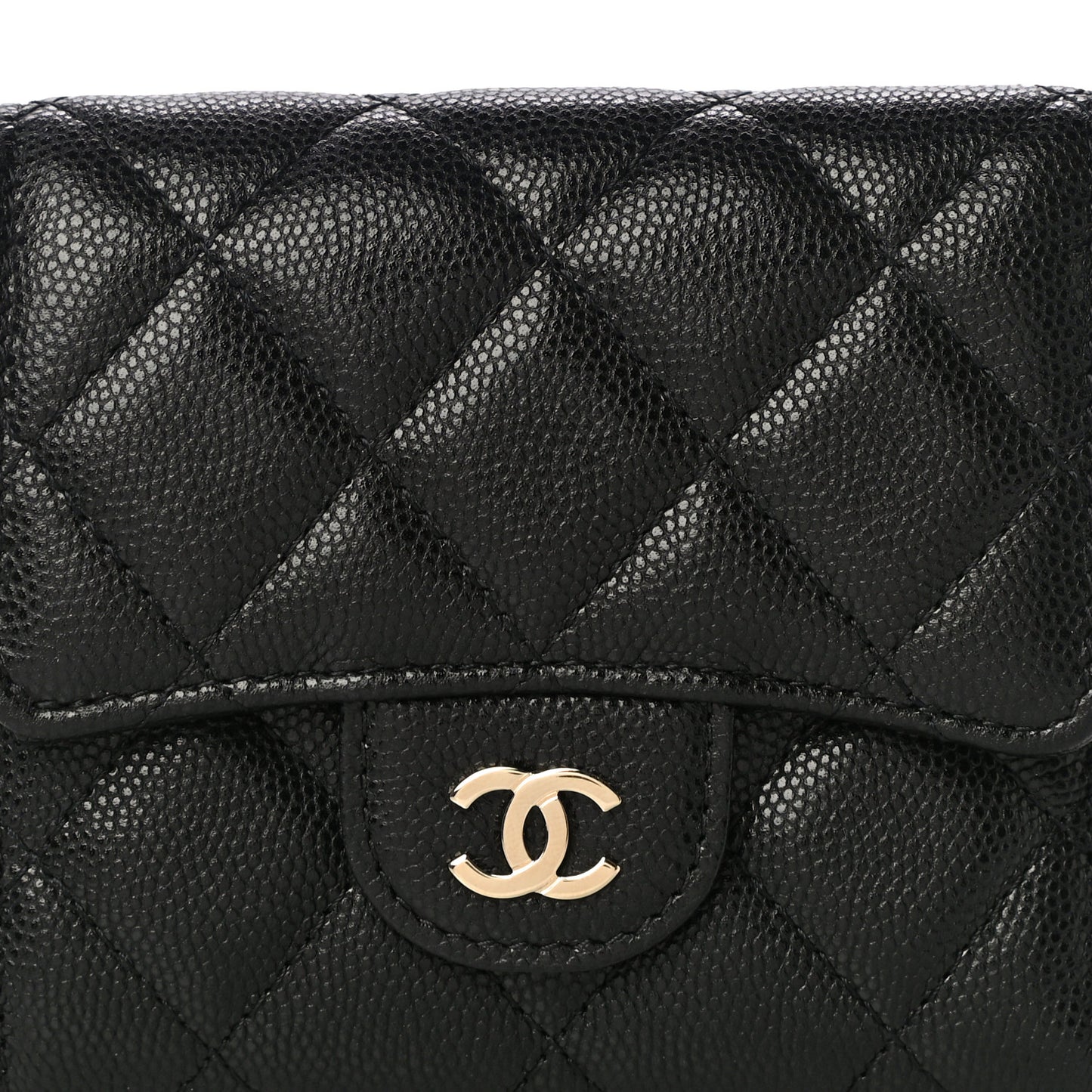 Caviar Quilted Small Flap Wallet Black