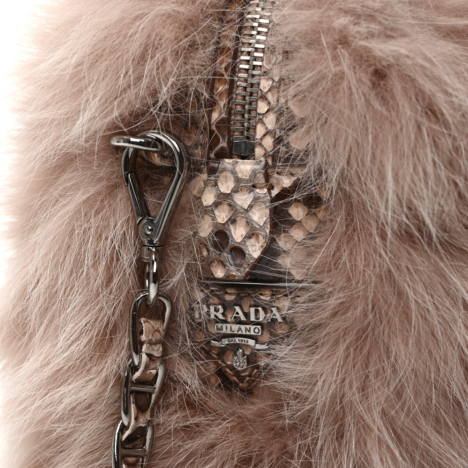 Prada Fox Fur Snakeskin Chain Bag 8 of 10