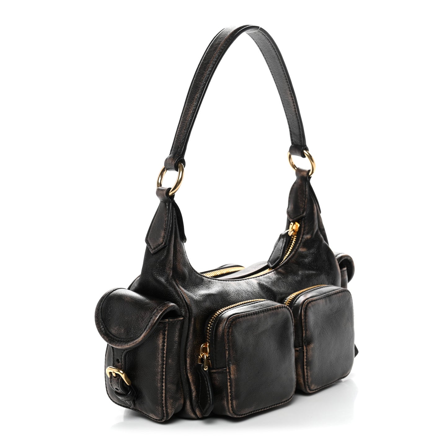 Distressed Nappa Pocket Bag Sand Coffee