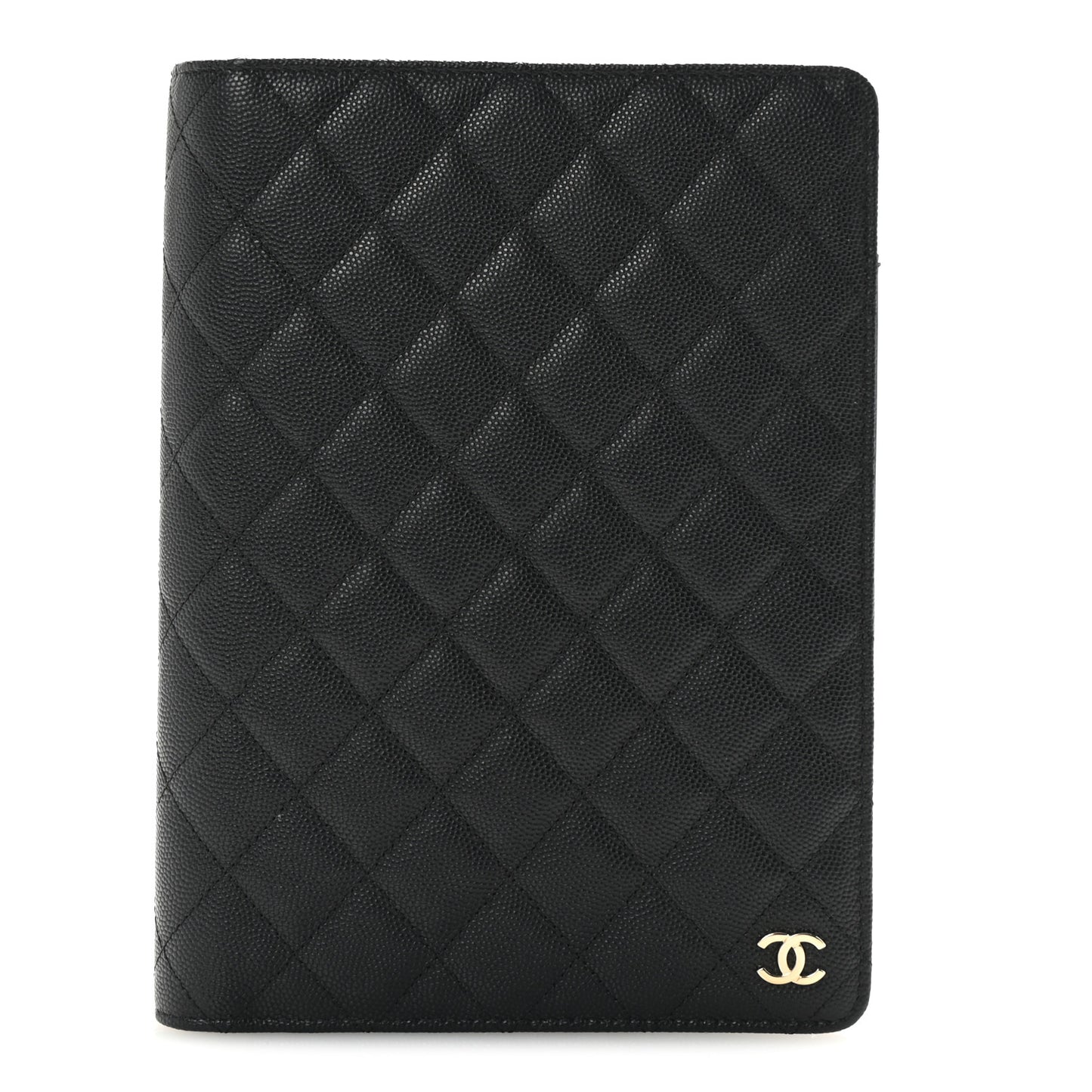 Caviar Quilted Large Agenda Cover Black
