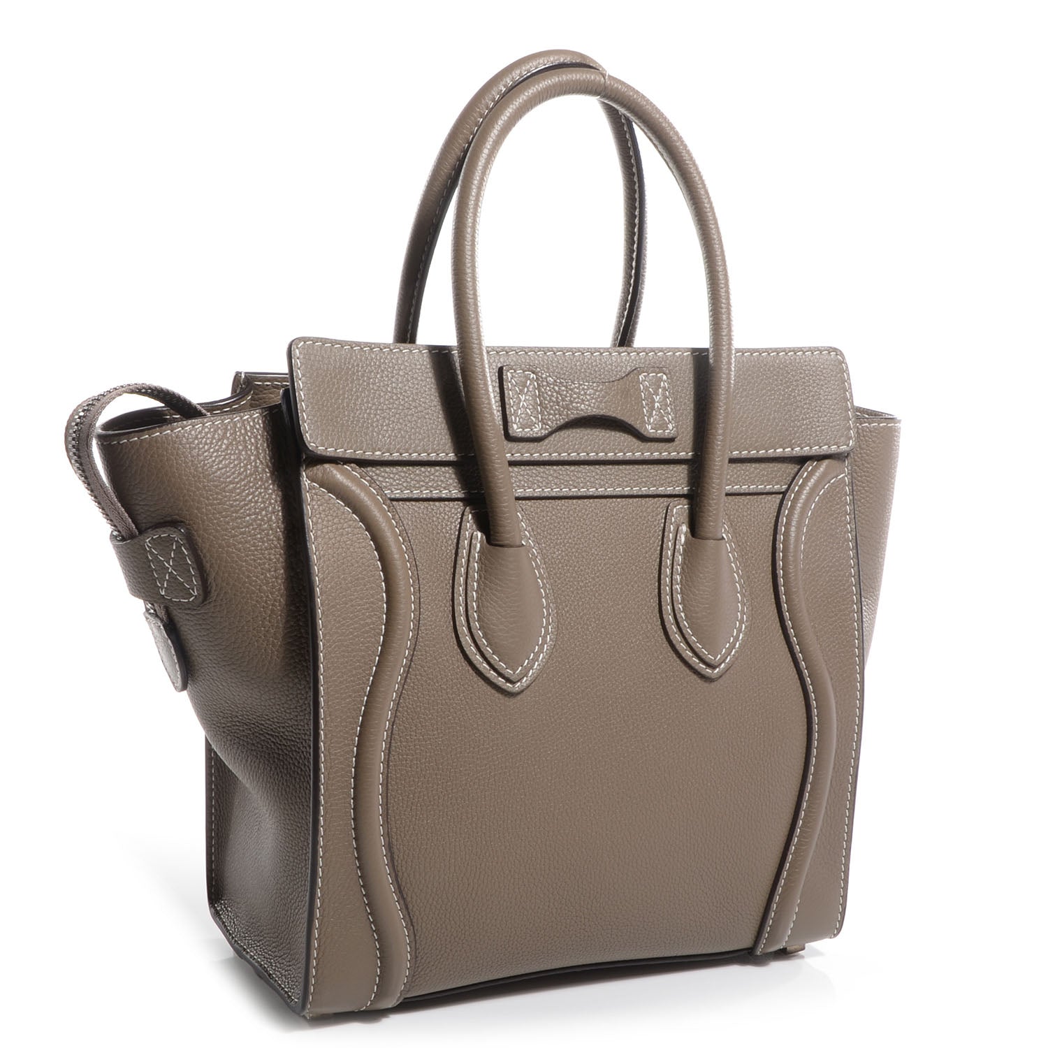 Celine Drummed Calfskin Micro Luggage Souris 3 of 9