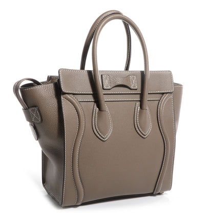 Celine Drummed Calfskin Micro Luggage Souris 3 of 9