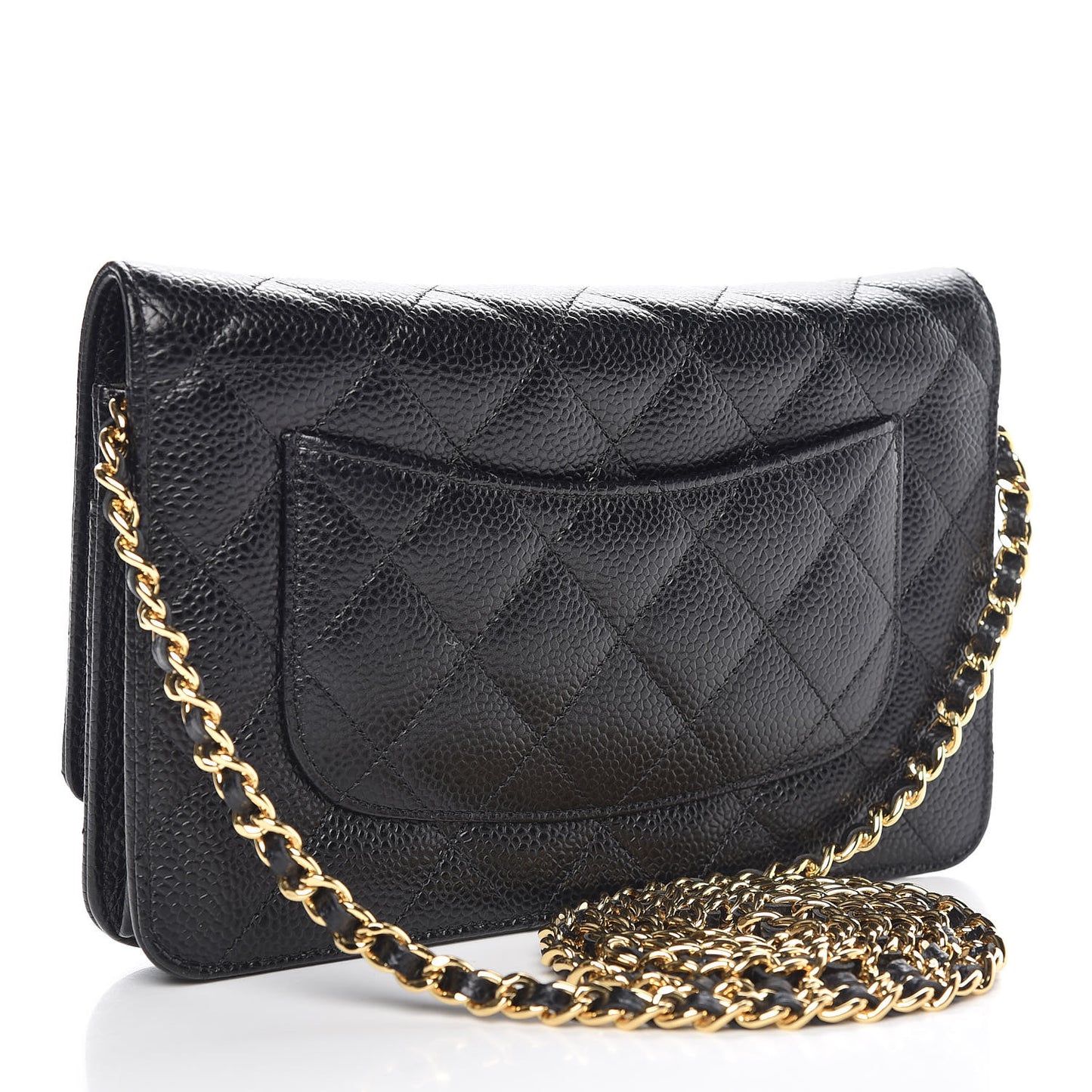 Caviar Quilted Wallet On Chain WOC Black