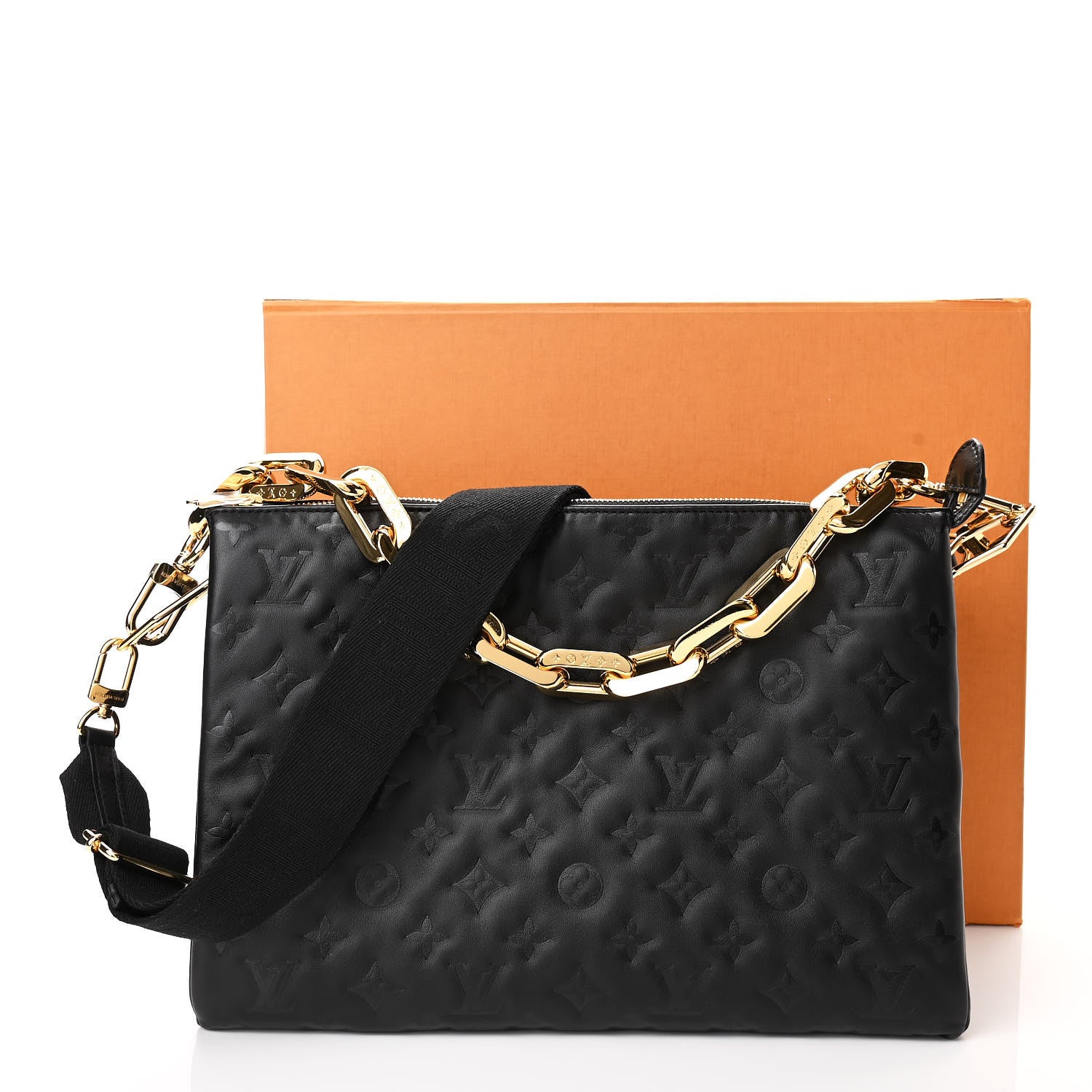 Louis Vuitton Lambskin Embossed Monogram Coussin MM Black 10 of 10