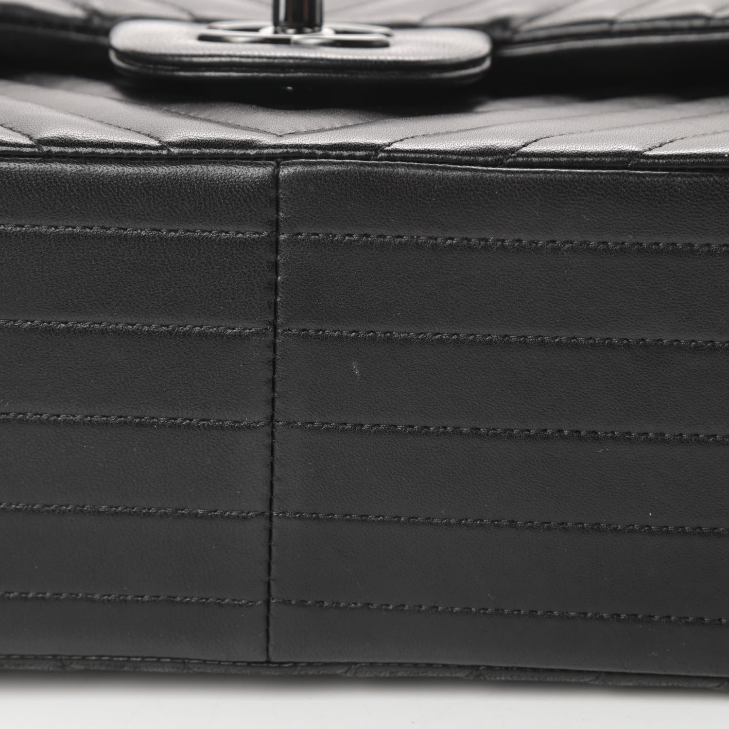 Chanel Lambskin Chevron Quilted Jumbo Double Flap So Black 16 of 19