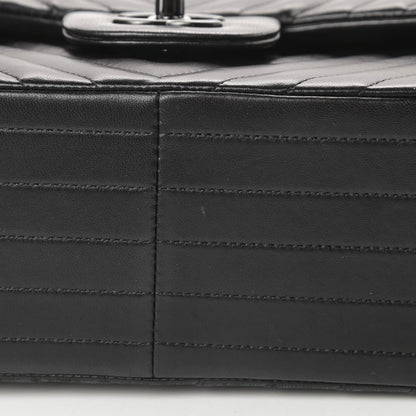 Chanel Lambskin Chevron Quilted Jumbo Double Flap So Black 16 of 19
