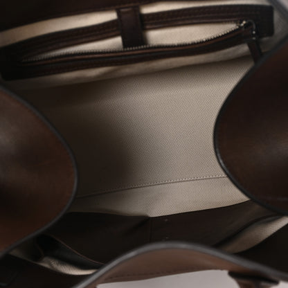 The Row Polished Saddle Calfskin Soft Margaux 15 Chestnut 5 of 10