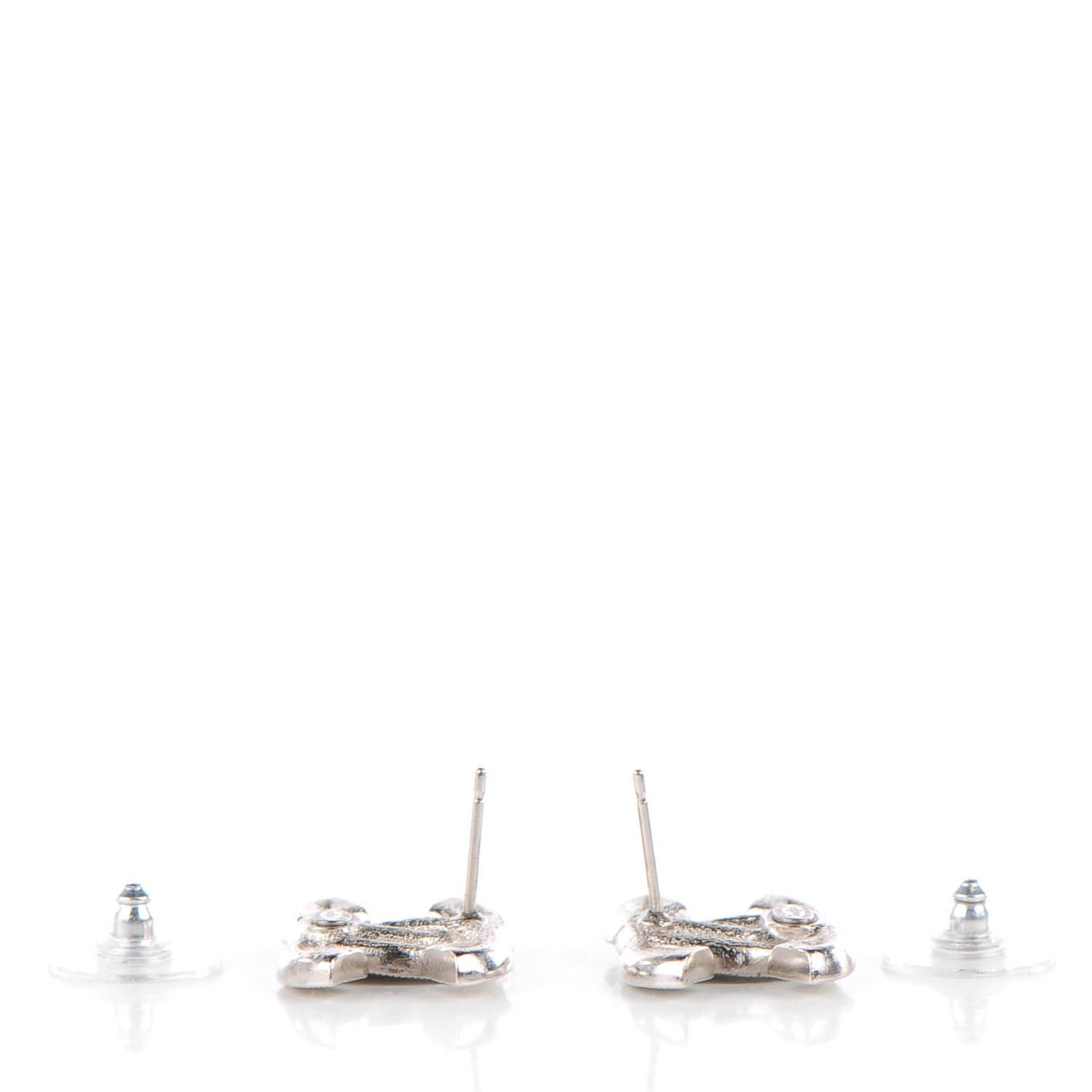 Chanel Crystal Double CC Earrings Silver 3 of 4