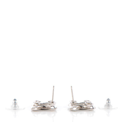 Chanel Crystal Double CC Earrings Silver 3 of 4